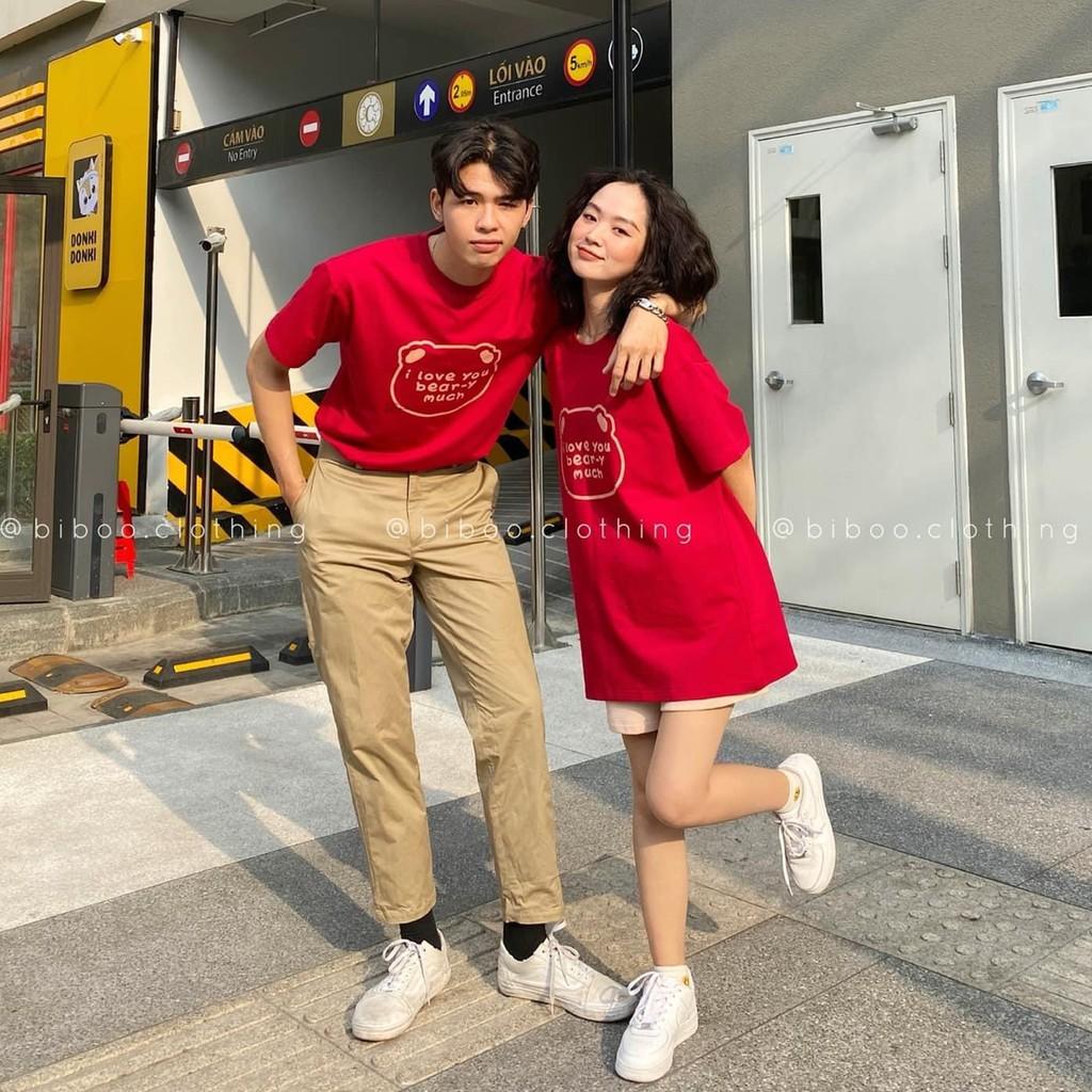 - Áo thun tay ngắn Be Yourself unisex size M L XL - GẤU I LOVE YOU