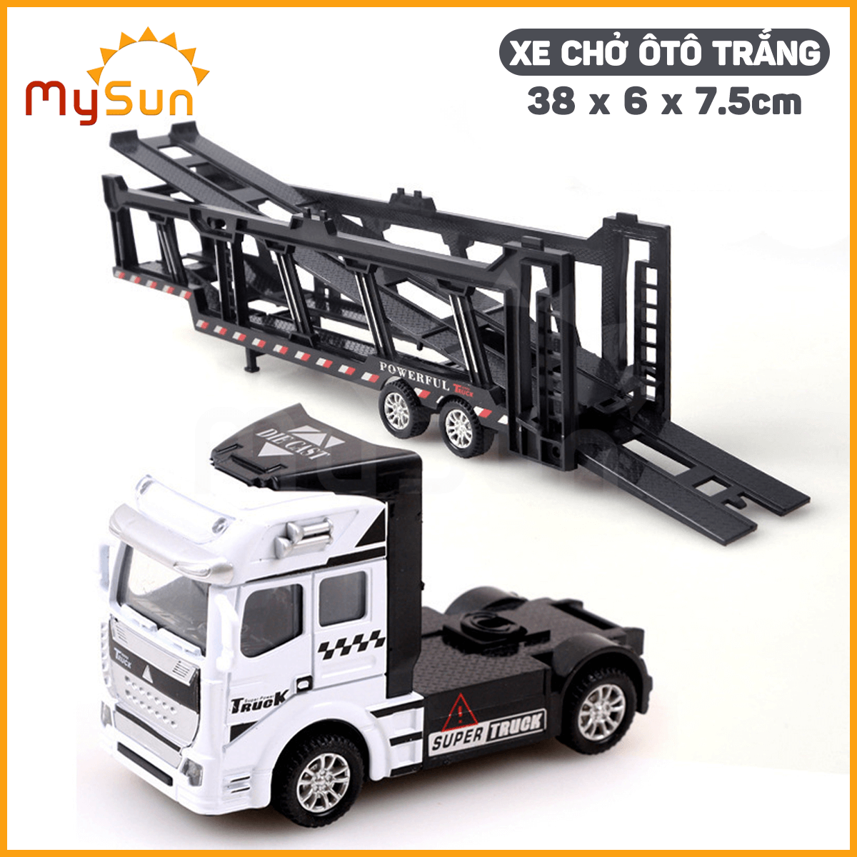 Xe container đồ chơi mô hình xe bồn đầu kéo công ten nơ chở xăng ô tô kim loại cho bé MySun