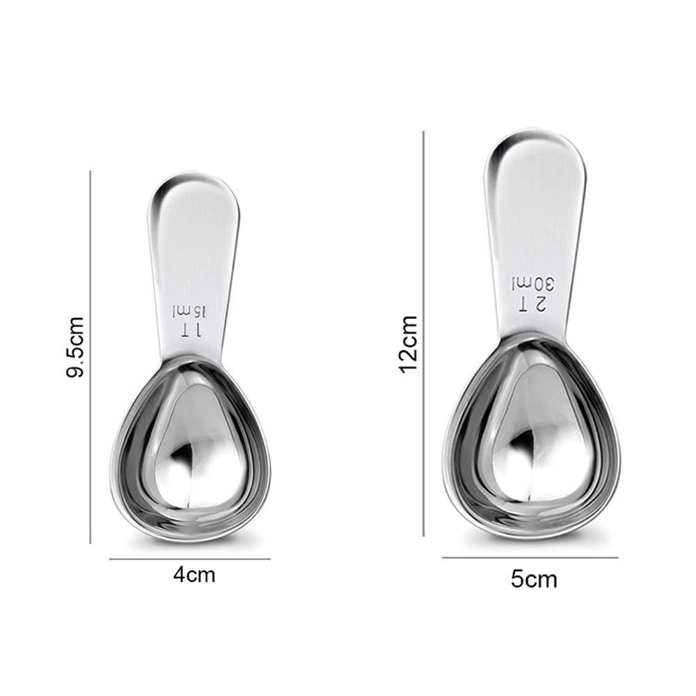 2 miếng xẻng cà phê bằng thép không gỉ đo thìa cà phê 15ml và 30ml