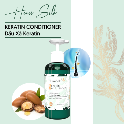 Dầu Xả KERATIN - 500ML- Giúp Tóc Suôn Mượt, Khỏe Mạnh- Nuôi Dưỡng Và Phục Hồi Tóc Hư Tổn - Homisilk