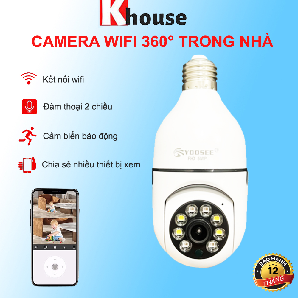 Camera Yoosee Bóng Đèn Thế Hệ Mới 3.0MP - Xoay 360 Độ, Xem Đêm Có Màu, Mẫu Mới 2023 - Hàng Chính Hãng