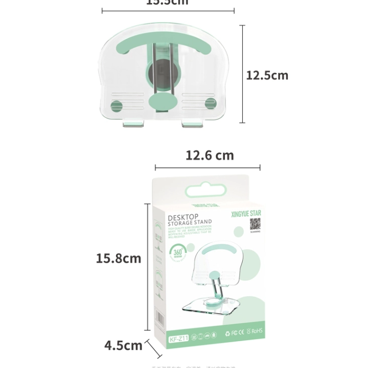 GIÁ ĐỠ TRONG SUỐT XOAY 360 ĐỘ KF-Z11 DÀNH CHO ĐIỆN THOẠI-HT