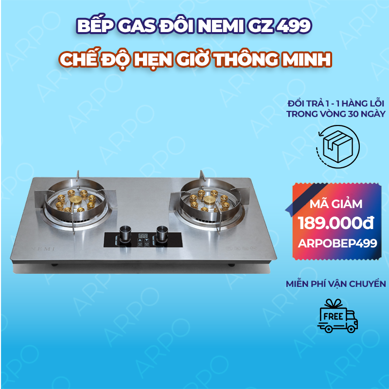 Bếp Gas Đôi Cao Cấp GZ499 Tích Hợp 9 Đầu Đốt Lửa To - Bếp Ga Đôi Hẹn Giờ Thông Minh Phù Hợp Lắp Âm Và Dương