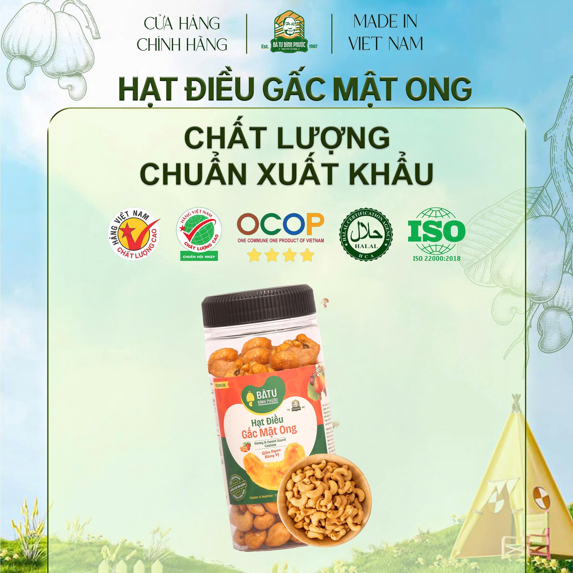 Hạt Điều Gấc Mật Ong Bình Phước 200g -  Giòn Rụm, Đậm Vị Tự Nhiên