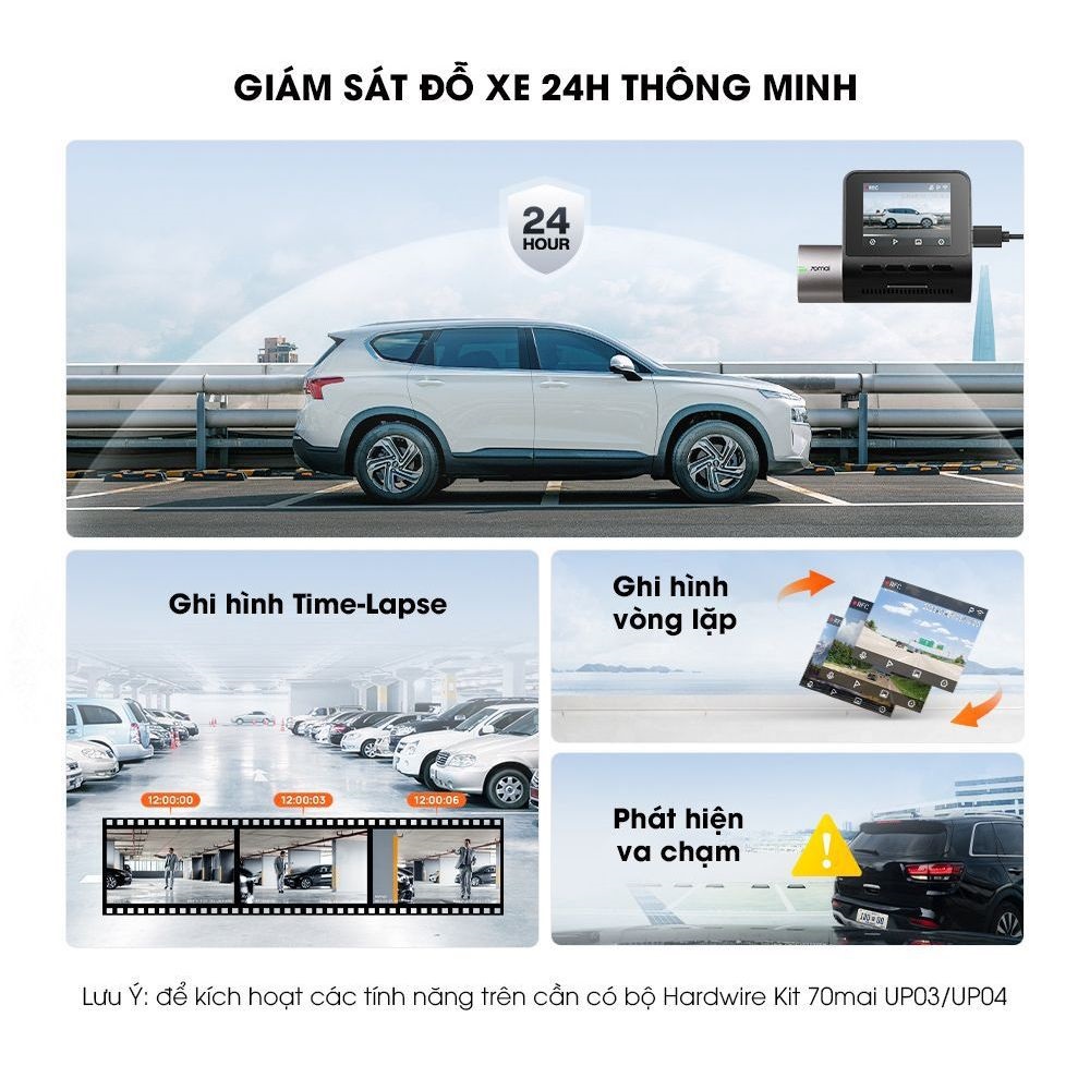 Camera hành trình ô tô Sothing 70mai Dashcam A510 phiên bản toàn cầu, ghi hình 3K, cảnh báo an toàn ADAS- hàng chính hãng
