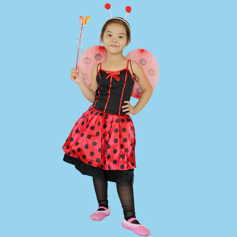 Hoạt Hình Trẻ Em Bé Gái Đỏ Đầm Nữ Trang Phục Hóa Trang Bọ Rùa Áo Ăng Ten Xinh Xắn Trang Phục Bộ Sinh Nhật Đầm Purim Halloween