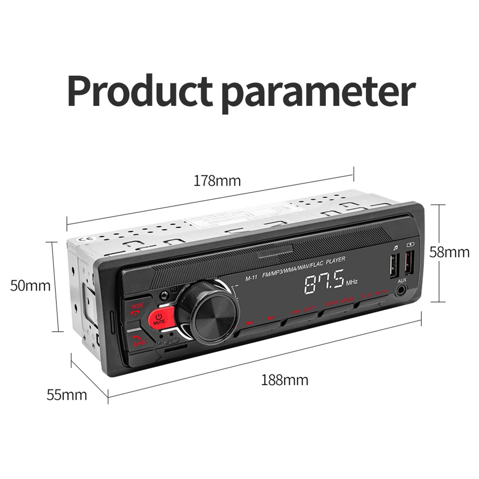 Bluetooth Car Stereo Audio, Audio Systems Subwoofer Output Shockproof Wireless Remote Control Bluetooth Audio Multimedia AM/FM Radio Receiver