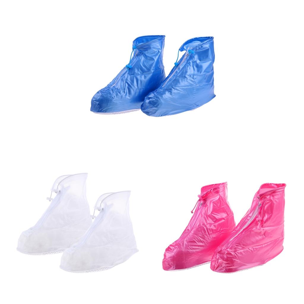 Shoes Cover Reusable Anti-slip Boots Zippered Overshoes Covers Pink S