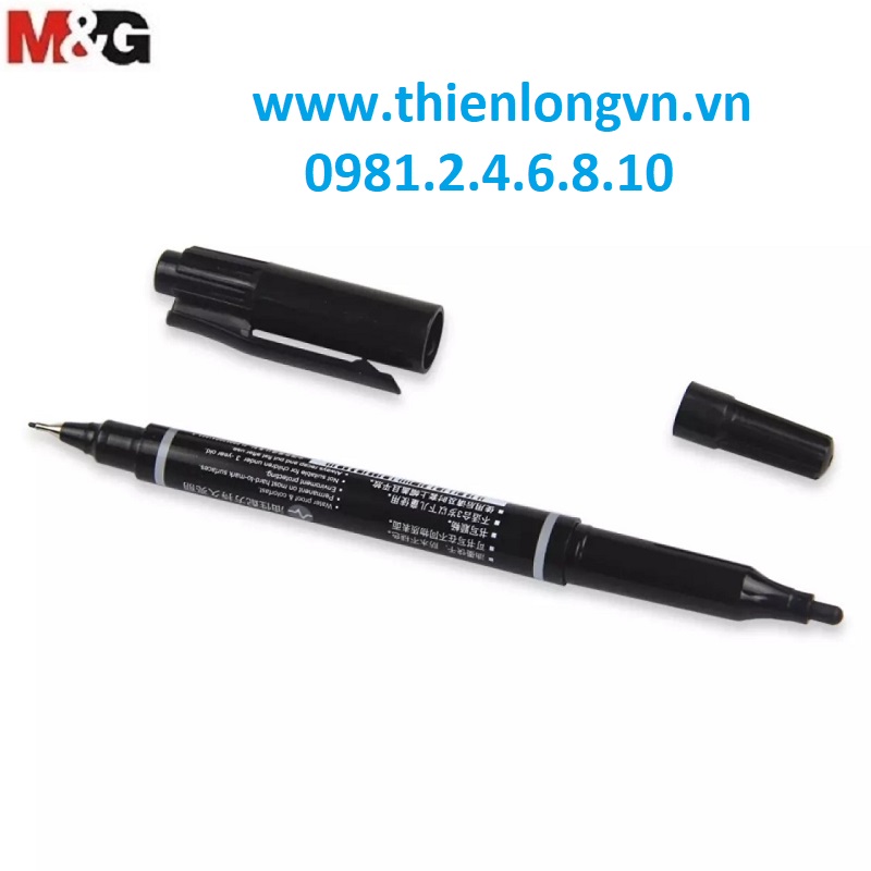 Hộp 12 cây bút dạ kính hai đầu M&amp;G - 2130 màu đen