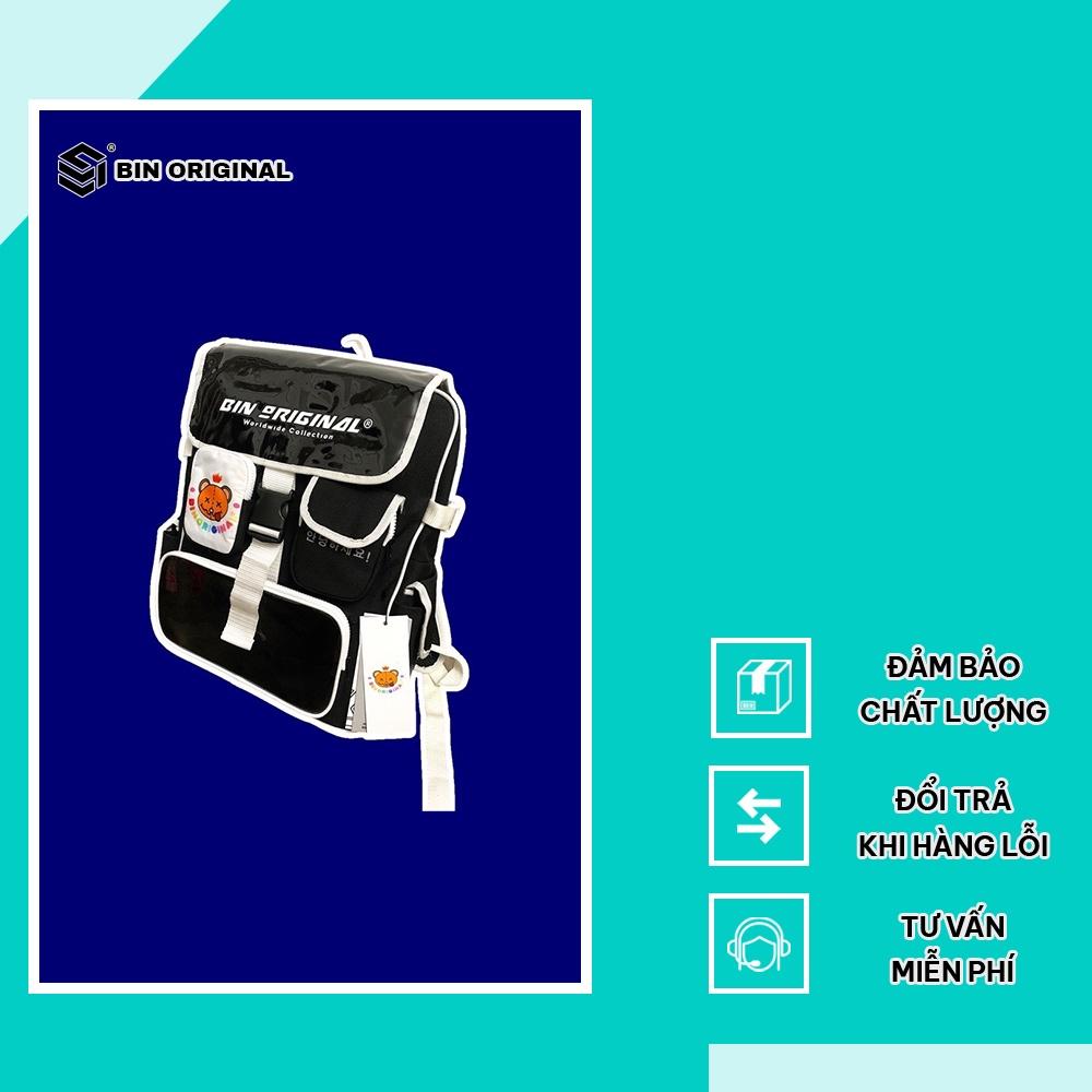Balo Nam Nữ Đi Học Cao Cấp BIN ORIGINAL Màu Đen Chất Liệu PU Cao Cấp Bền Bỉ Chống Thấm Nước Siêu Đẹp