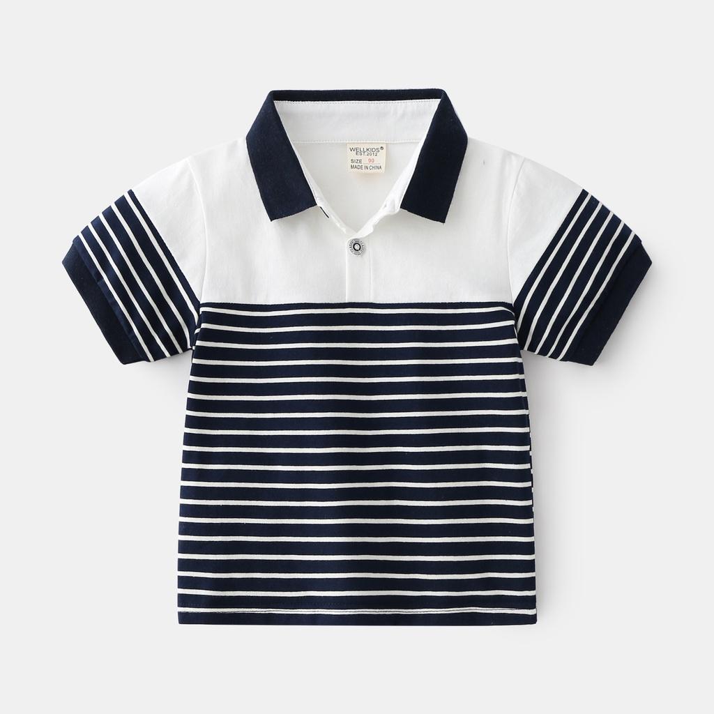 Áo thun polo bé trai kẻ sọc Easy Baby , kiểu dáng cá tính, chất cotton mềm mại cho bé từ 10-20kg