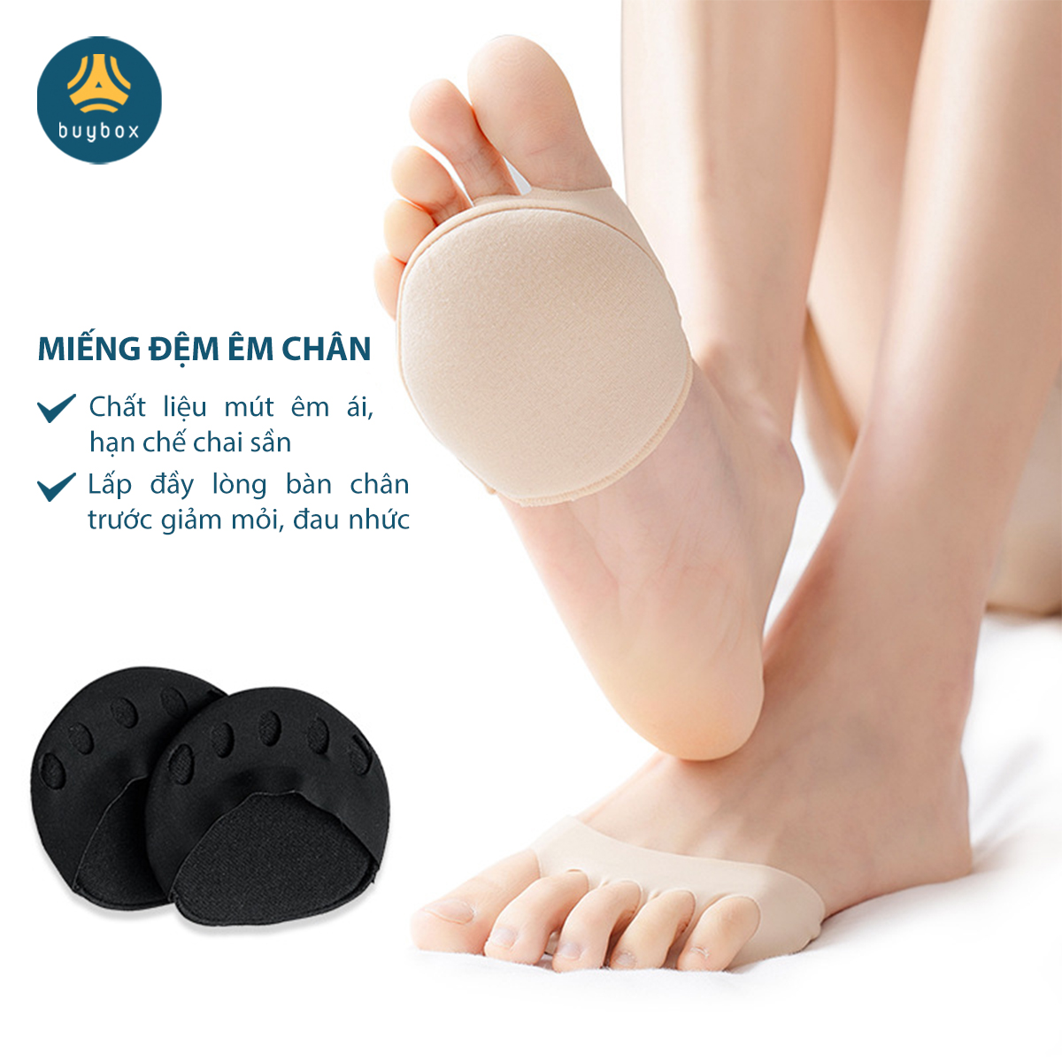 Vớ thiết kế hở ngón, màu sắc tinh tế, kết hợp đệm êm chân, giảm tình trạng thốn bàn chân hiệu quả - BuyBox - BBPK339