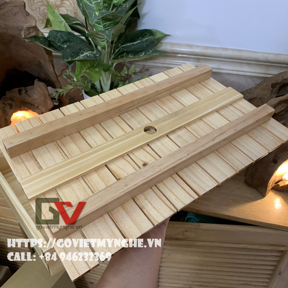 Khay gỗ chữ nhật trang trí món ăn - khay gỗ đựng đồ ăn phong cách Nhật Bản - Gỗ thông