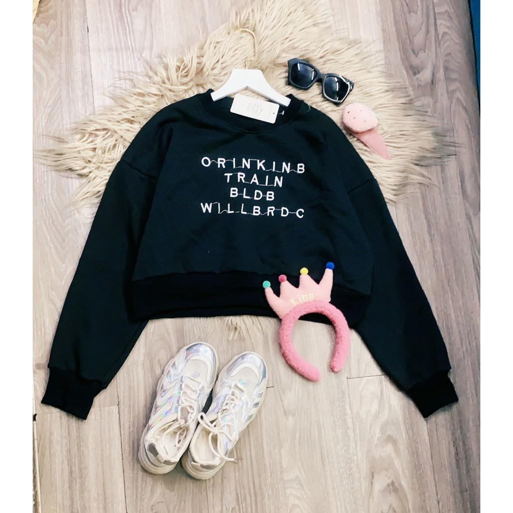 Áo croptop sweater nỉ ngoại cao cấp ulzzang cho nữ BIGSIZE