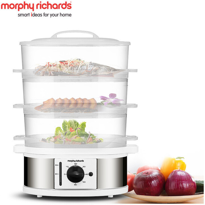 Nồi hấp thực phẩm 3 tầng Morphy Richards MR1148 - Dung tích: 9 Lít - Công suất: 750W - HÀNG NHẬP KHẨU