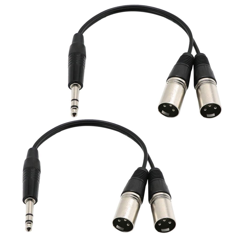 2 Piecces1/4 inch to XLR Audio Y Splitter Converter Cable Adapter ,1Ft/ 30cm 6.35mm 1/4'' TRS Male to 2 Dual XLR Male Microphone Stereo Audio Converter Adapter Cable Cord