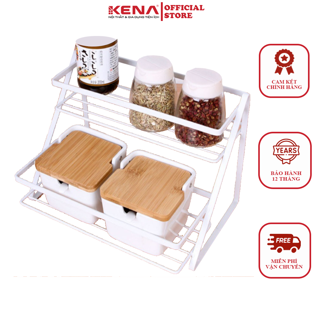 Kệ để gia vị KENA mã MN26 - kệ nhà bếp đa năng , để chai lọ gia vị, phụ kiện nhà tắm, kệ mini để đồ cá nhân kích thước 26x18,5x20cm chất liệu sắt sơn tĩnh điện chống oxi hóa , chống giật