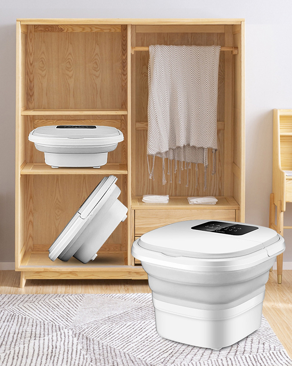 Bồn Ngâm Chân Massage Gấp Gọn SEKA SK-195 Con Lăn Tự Động Làm Nóng Và Giữ Ấm Nước, Có Điều Khiển Cầm Tay