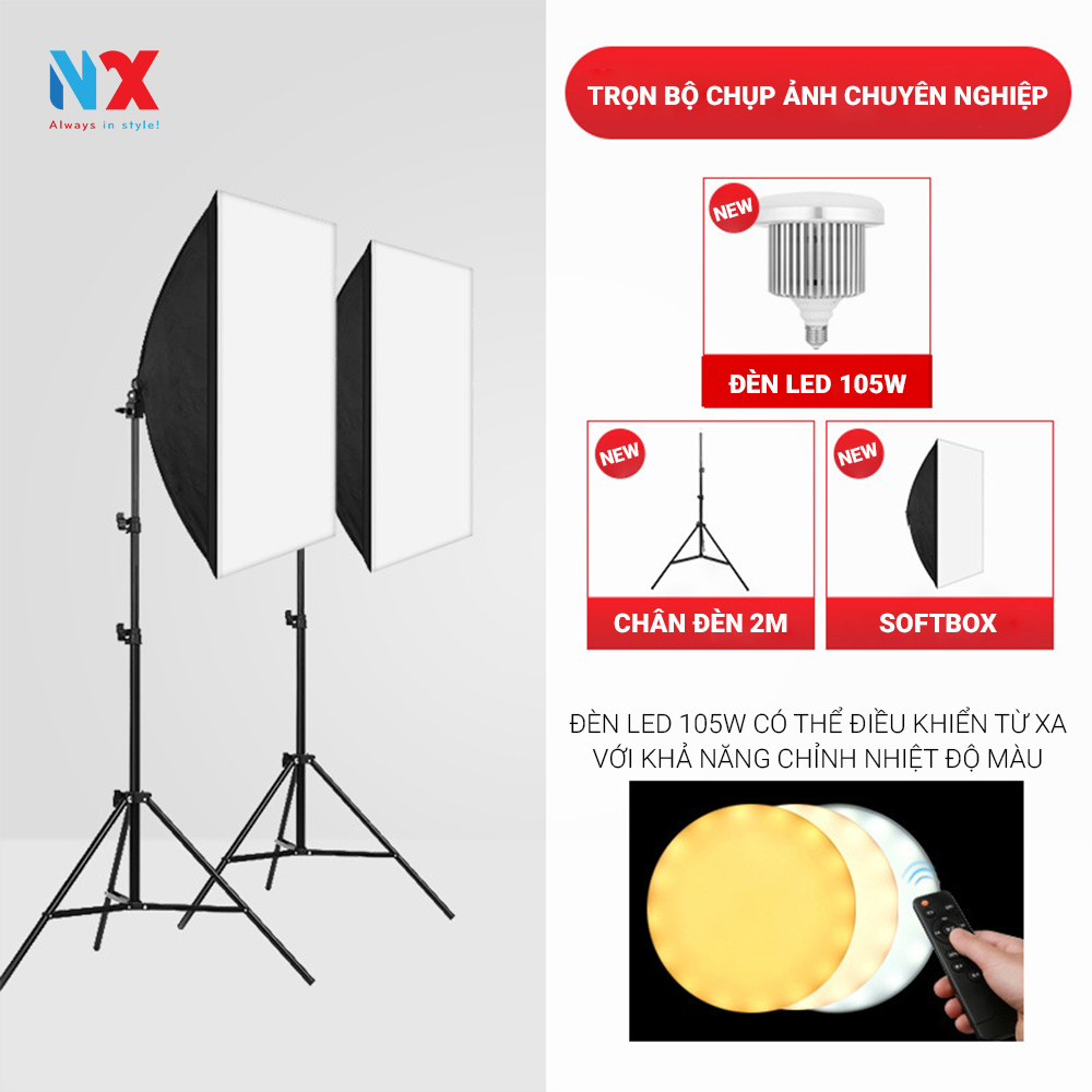 Bộ đèn studio điều chỉnh ánh sáng và nhiệt độ màu chụp ảnh, quay phim, Livestream chuyên nghiệp PARABOL - Softbox