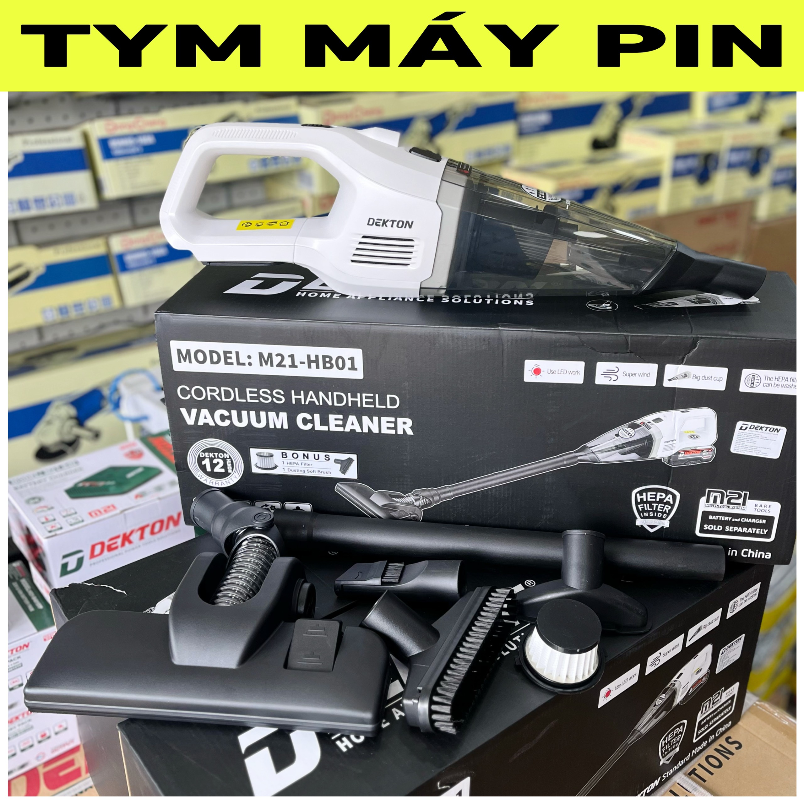 Máy hút bụi dùng pin 21V Dketon M21-HB01 – TYM MÁY PIN