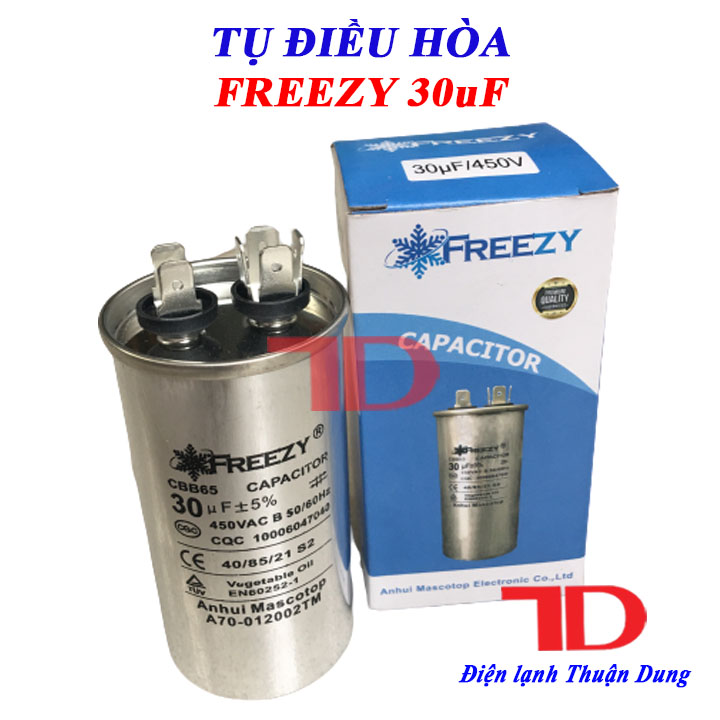 Tụ điều hòa Freezy, CAPA quạt đuôi nóng, CAPACITOR Freezy hàng chính hãng - Điện Lạnh Thuận Dung