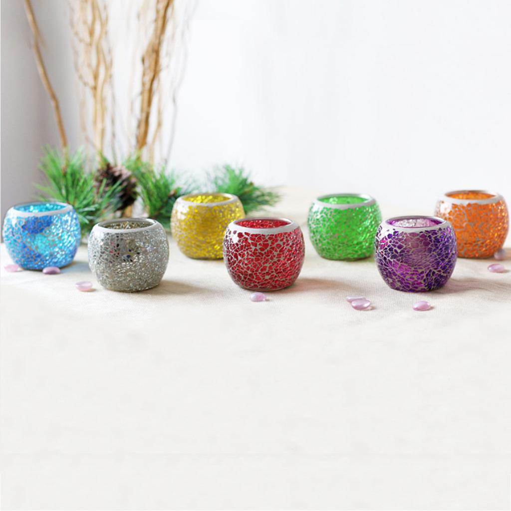 Mosaic Glass Votive Candles Tea Lights Holder Candlestick Bowl #1