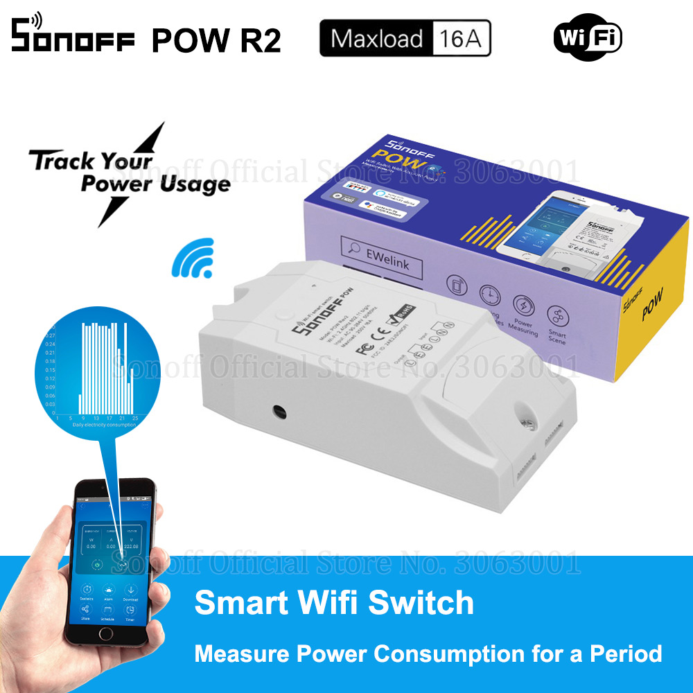 [Sonoff] S-PowR2 Công Tắc Thông Minh Sonoff Pow R2 Điều Khiển Từ Xa Qua Wifi 3G 4G