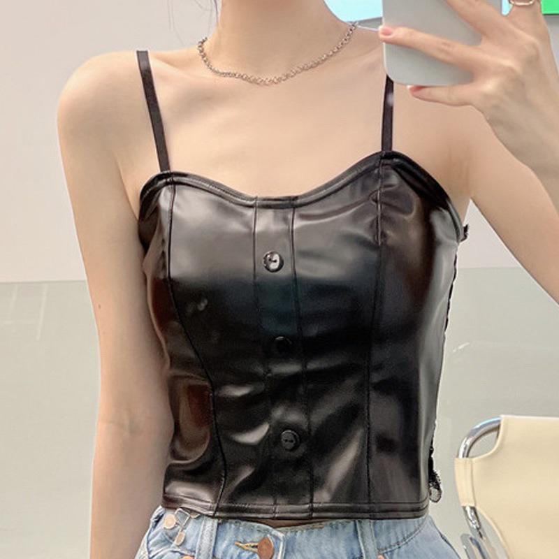 Áo bra 2 dây nữ bọc da 3 khuy có đệm ngực chun lưng