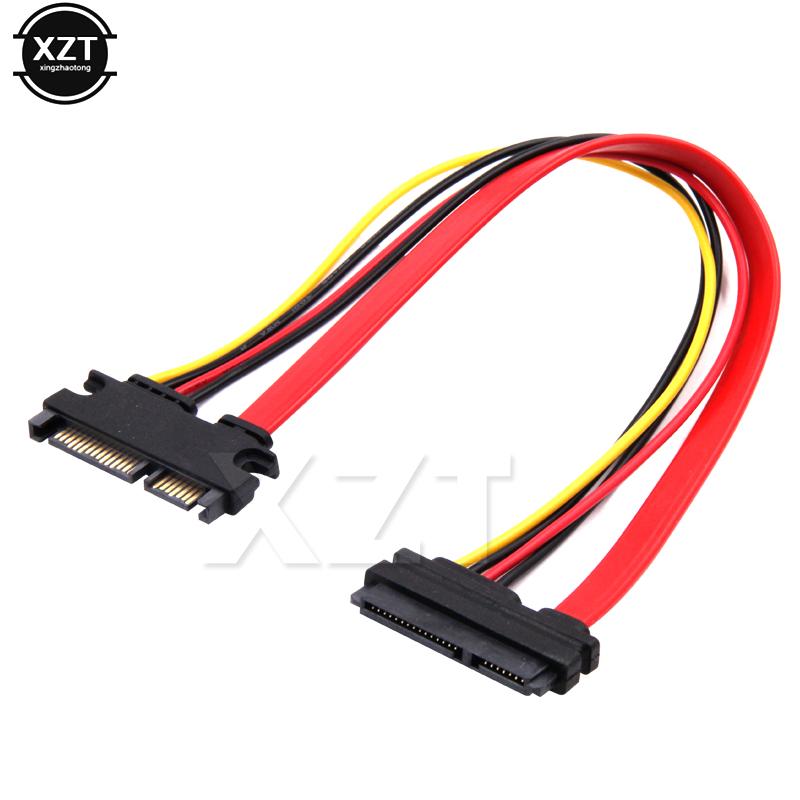 Newest 30cm 22Pin SATA Cable Male to Female 7+15 Pin Serial ATA SATA Data Power Combo Extension Cable Connector Conterver