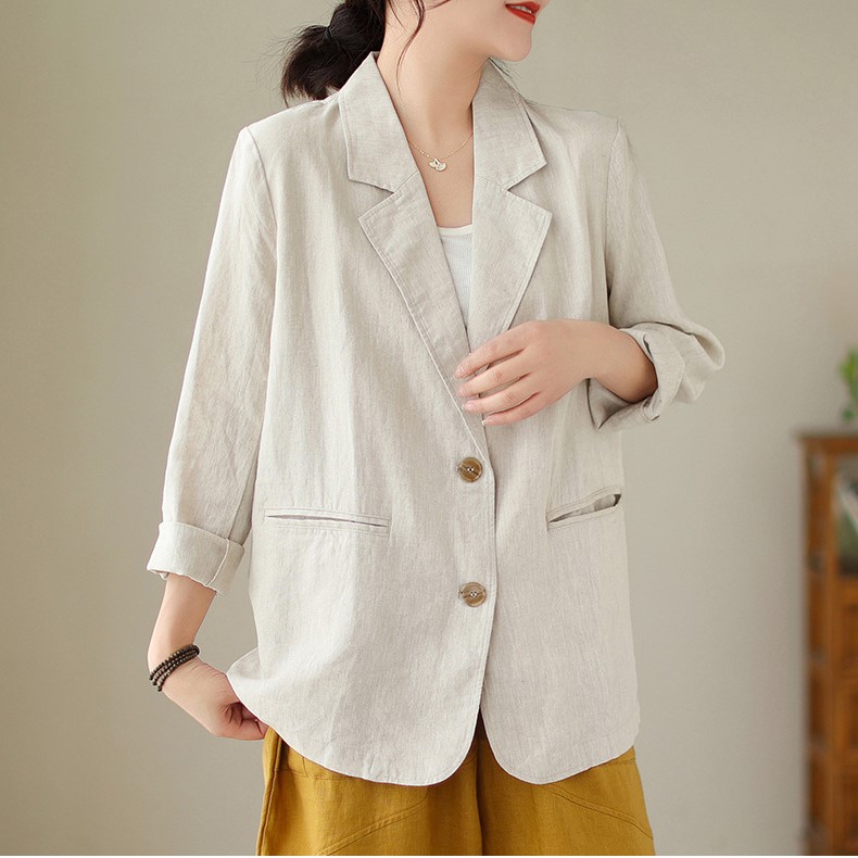 Áo Khoác Blazer Dáng Rộng Thời Trang Công Sở Cho Nữ, Chất Linen Cao Cấp,Màu Sắc Trẻ Trung