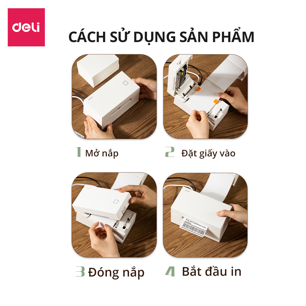 Giấy Decal Nhiệt In Nhãn Minicode Đơn Hàng TMĐT Deli - Tệp 500 Tờ 12x8cm - Dùng Cho Bill, Mã Vạch, Hóa Đơn, Livestream, Kinh Doanh Online - Không Phai Mực - Hàng Chính Hãng - CP001