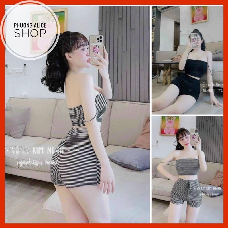 SIÊU HOT Đồ bộ đùi dây, bộ dây thun borip mặc siêu tôn dáng