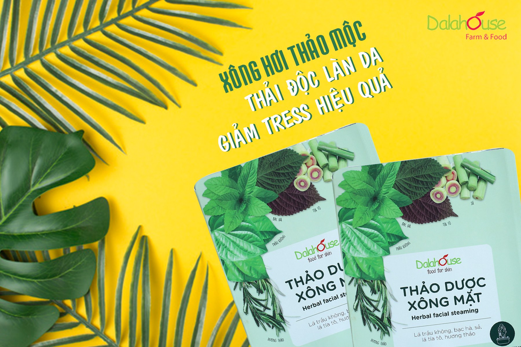 Xông mặt thảo dược dalahouse - Bịch 10gr cho 1 lần xông - loại bỏ cặn bã, bụi bẩn và độc tố trên da, thúc đầy quá trình tái tạo làn da mới, tăng độ đàn hồi, mạch máu lưu thông và thư giản cho làn da