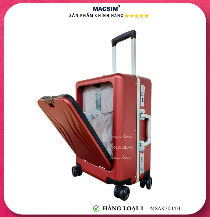 Vali cao cấp Macsim Aksen hàng loại 1 MSAK7034H cỡ 20 inch- màu đỏ