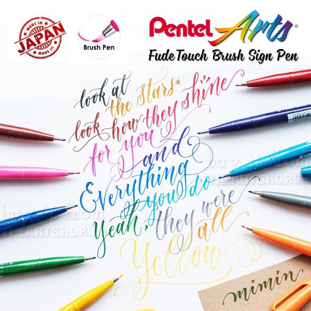 Bút viết thư pháp PENTEL Sign brush pen, fude touch 12 màu mới 2020 SES15C