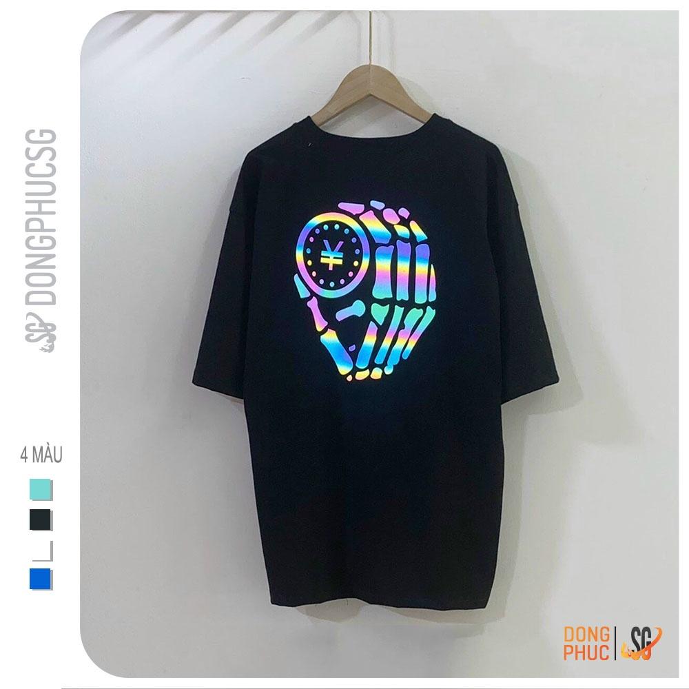 Áo thun phản quang unisex tay lỡ form rộng nam nữ - Chất thun cotton mềm mát - Hình dạ quang to | DONGPHUCSG