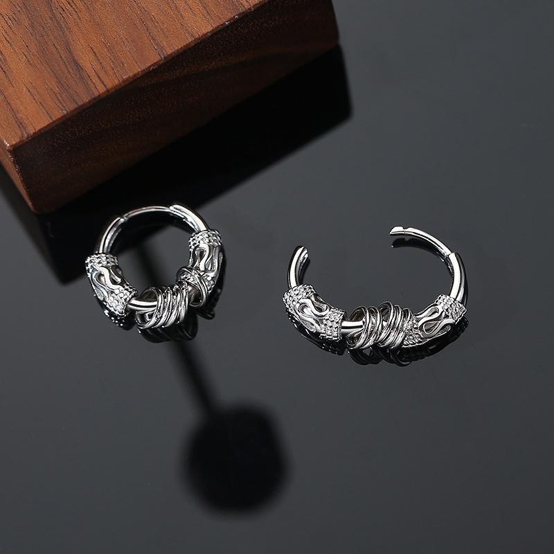 Khuyên tai Hipster 2 nam nữ unisex tròn dạng xỏ  màu bạc đen đơn giản đẹp nhỏ xinh - HT Orn Earring