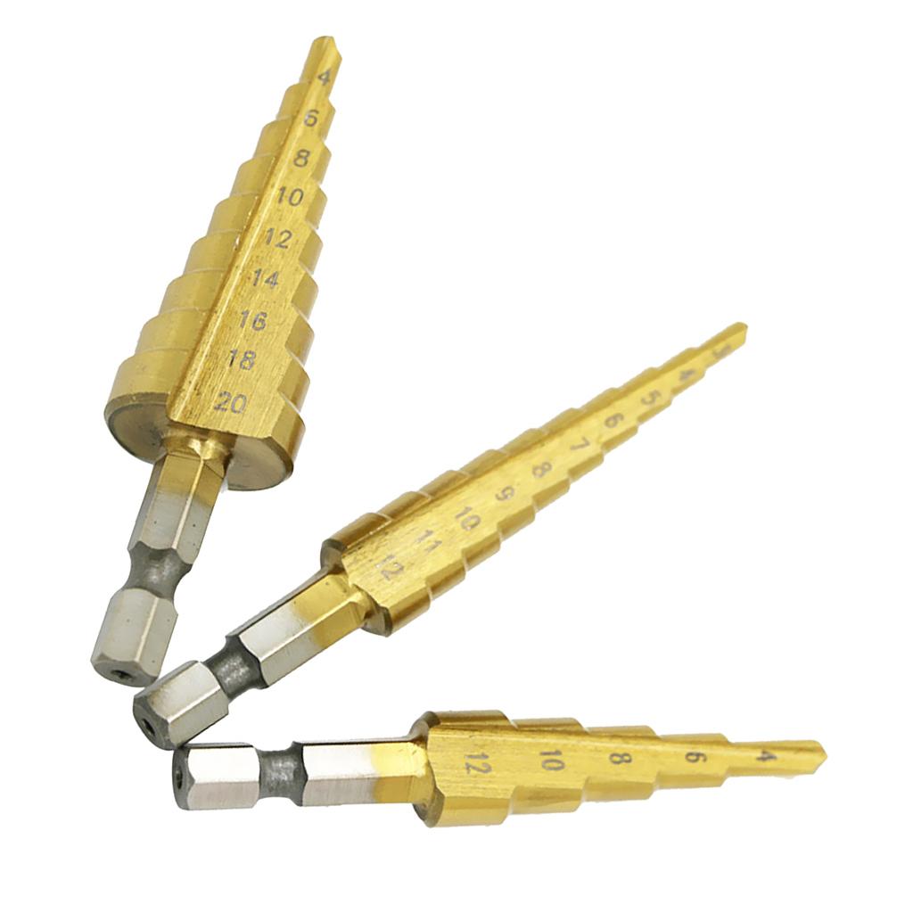 2 Pieces HSS Conical Drill Steel Titanium Drill Bit Set 3-12mm 4-12 / 20mm