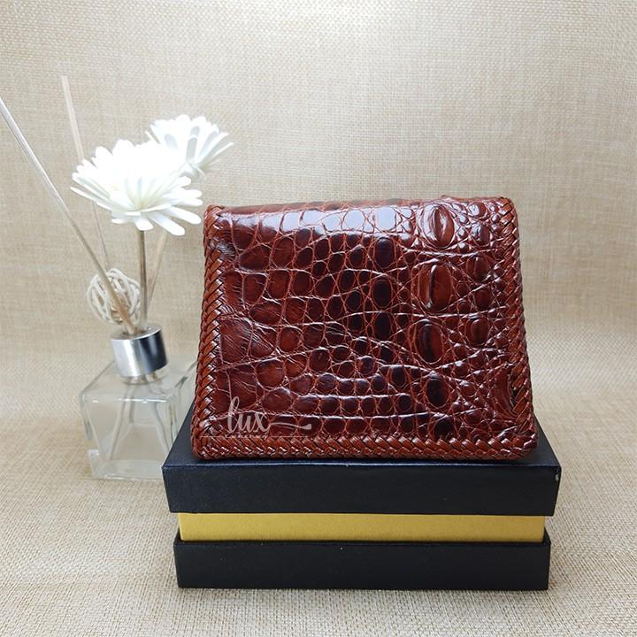 Ví Nam Da cá sấu LuxLeather LM1104 Đan viền thủ công - Một mặt Kiểu đứng - Da trơn