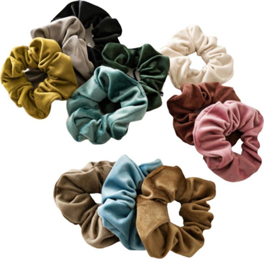 11X Nữ Scrunchies Nhiều Màu Sắc Nhung Băng Đô Quấn Tóc Tóc Dây Cột Tóc Đuôi Ngựa Giá Đỡ