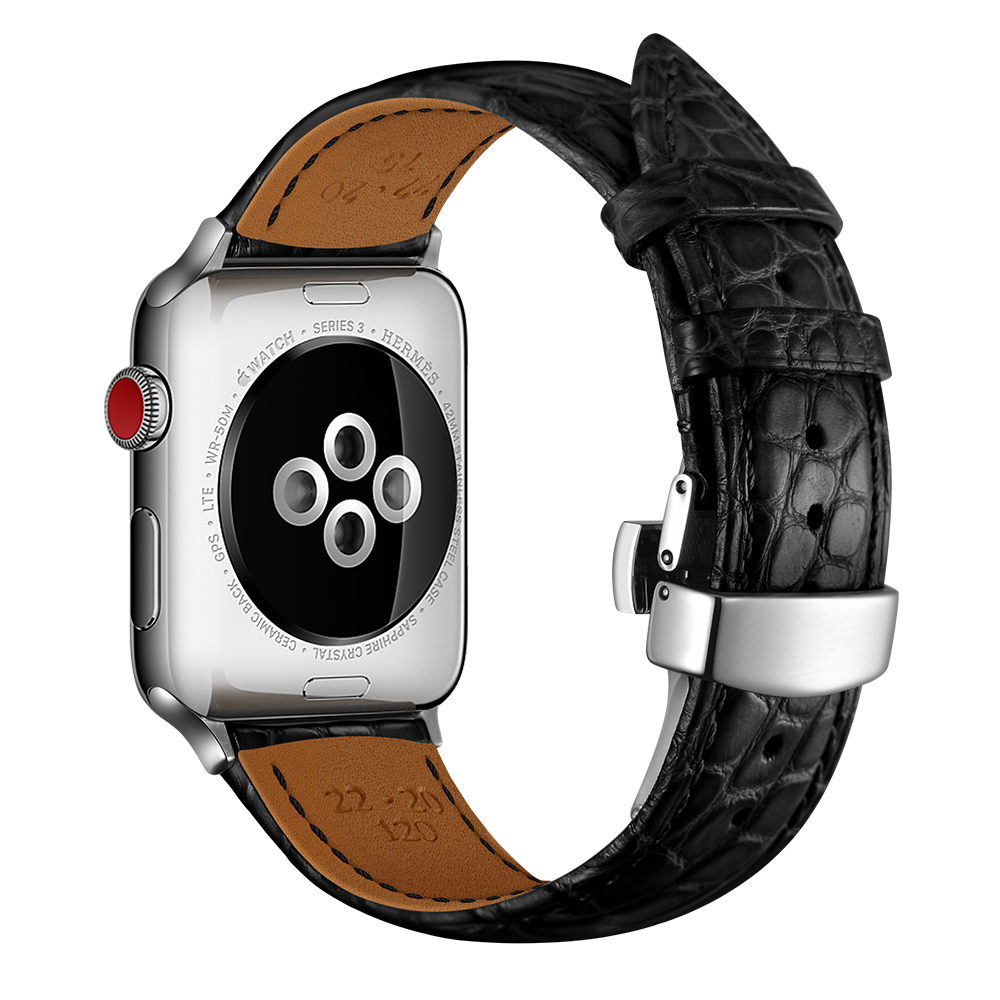 Dây Da Cá Sấu France Khóa Bướm Chống Gãy dành cho Apple Watch 42/44mm