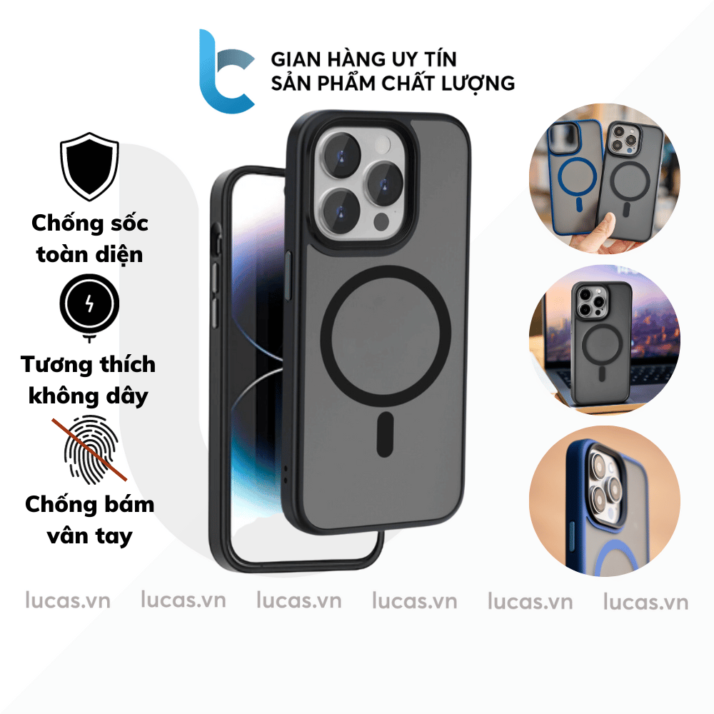 Ốp Lưng Chống Sốc Cho IPHONE 15 Pro/ 15 Pro Max WIWU Mặt Lưng Nhám Chống Vân Tay, Viền Màu, Hỗ Trợ Sạc Không Dây FGG-011 - Hàng Chính Hãng