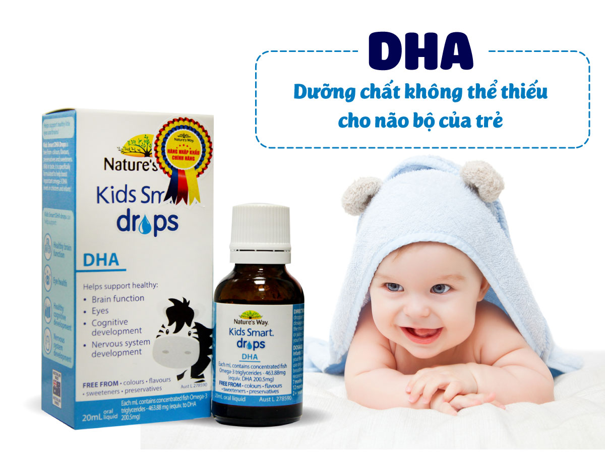 Combo 2 Lọ DHA Nature's Way Kids Smart Drops Dạng Giọt Giúp Tăng IQ, Phát Triển Não Bộ Cho Bé 20ml