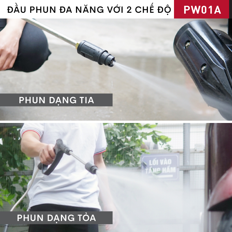 Máy xịt rửa xe gia đình phun áp lực cao mô tơ cảm ứng từ , điều chỉnh áp lực nước, tự hút nước thông minh, chống giật FUJIHOME - Hàng chính hãng