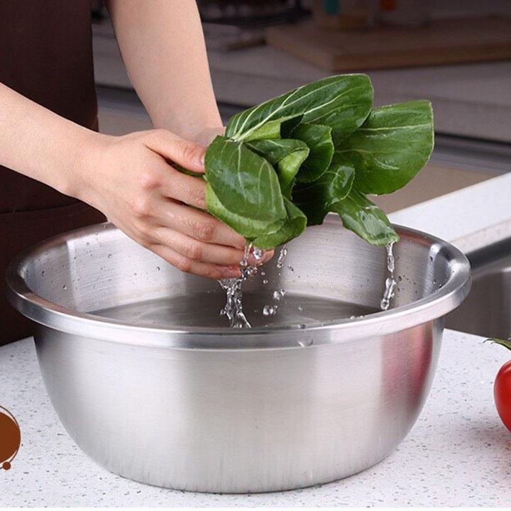 Thau INox size Lớn (D=26cm). Làm bằng loại Inox Cao Cấp - thành Dày - Tiện lợi