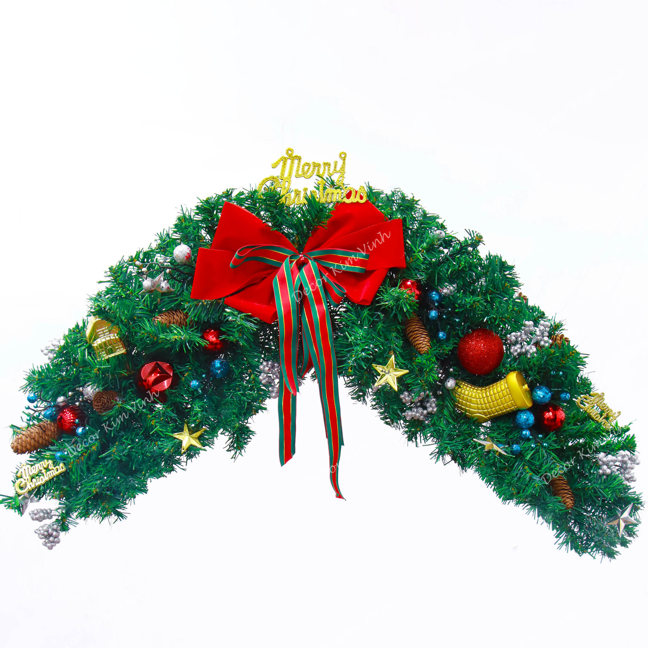 Dây Treo Đối Xứng DX06 Dây Treo Merry Nơ Đỏ Trang Trí Giáng Sinh kèm đèn