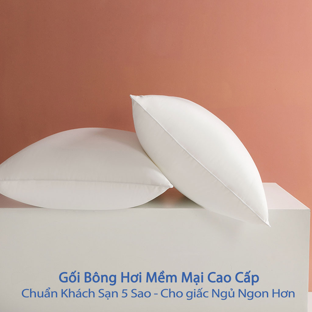 Gối Bông Hơi Cao Cấp Gối Hơi Nằm Ngủ Mềm Mại Kê Chống Mỏi Cổ Ruột Gối Bông Gòn Tư Nhiên Cao Cấp Cho Người Lớn 50x70 và 40x60