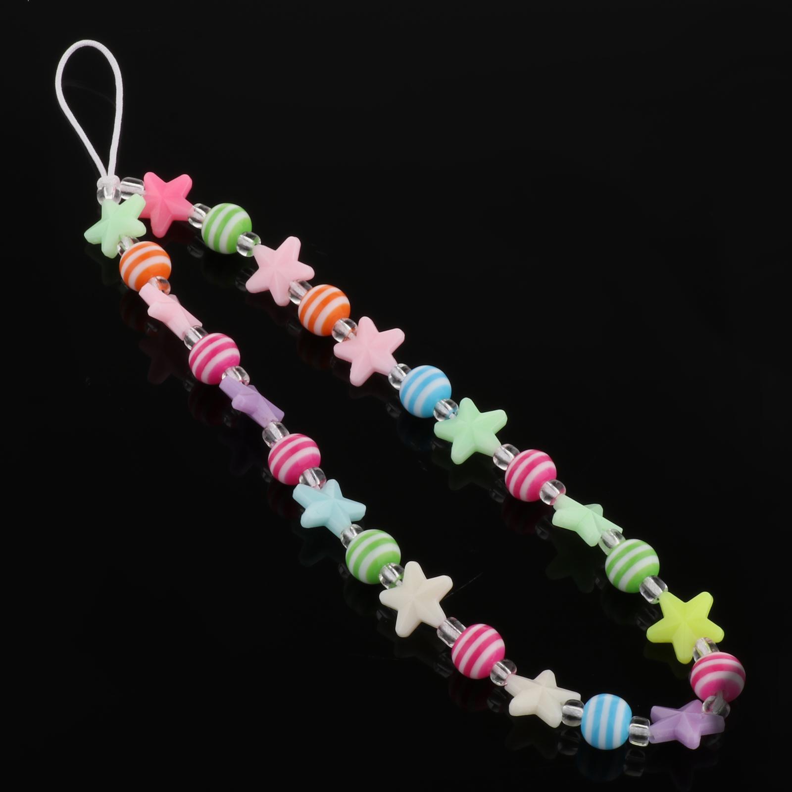 2- Beaded Phone Lanyard Handmade Colorful Resin Beads Key Chain for Women
