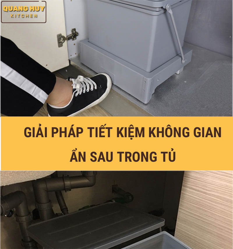 Thùng rác âm tủ bếp nhấn mở tự động cam kết chính hãng Grob