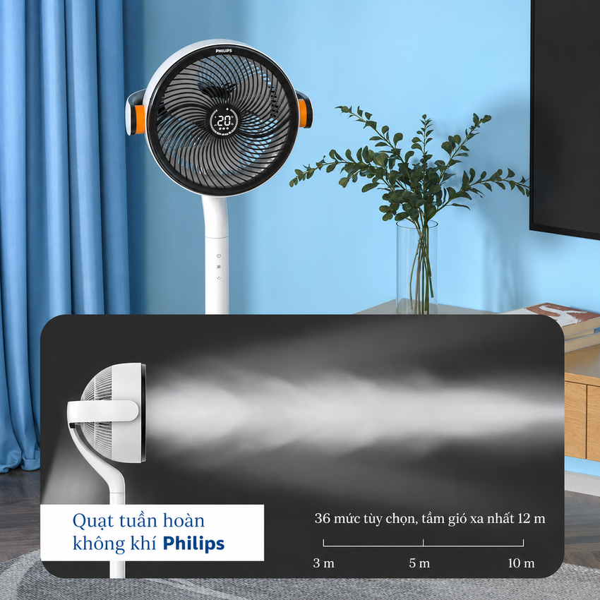 Philips ACR4144CF - Quạt Tuần Hoàn Không Khí Serial 4000, Động Cơ Biến Tần Inverter, Tiết Kiệm Điện, Hàng Nhập Khẩu.